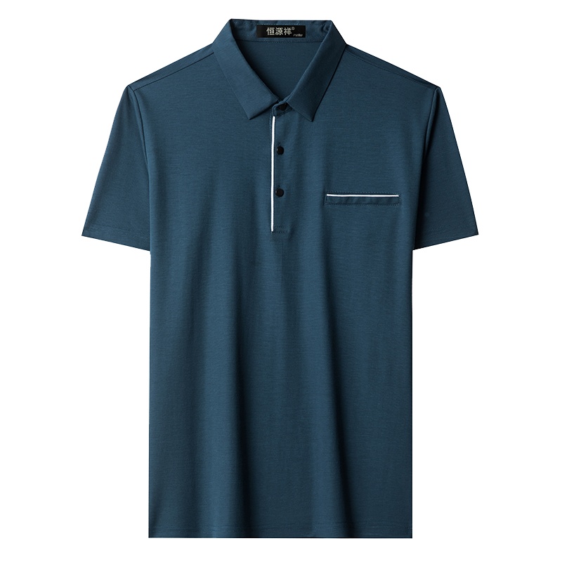 恒源祥男士T恤2021夏款翻领中青年短袖T恤男商务体恤上衣