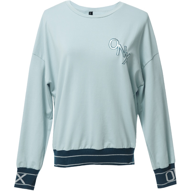 欧昵雪休闲字母绣花宽松显瘦卫衣女圆领套头长袖上衣