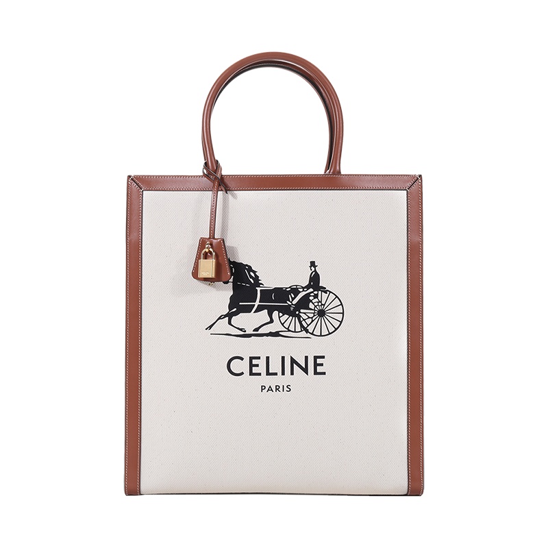 CELINE 赛琳 女士 织物配皮手提包托特包190402DCI