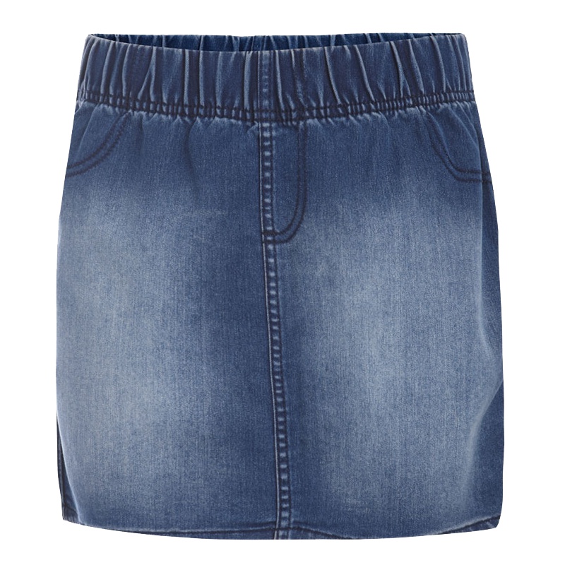 美特斯邦威夏装牛仔半身裙女松紧腰弹力包臀裙雪花洗超短裙