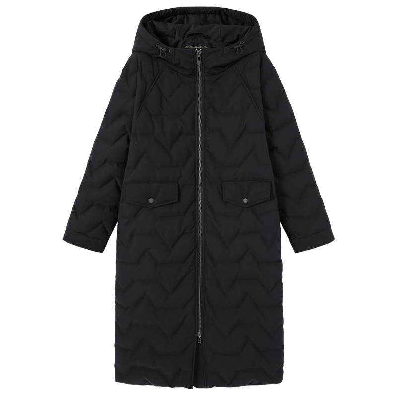 拉夏贝尔冬装中长款连帽加厚外套长袖轻薄女羽绒服30094693