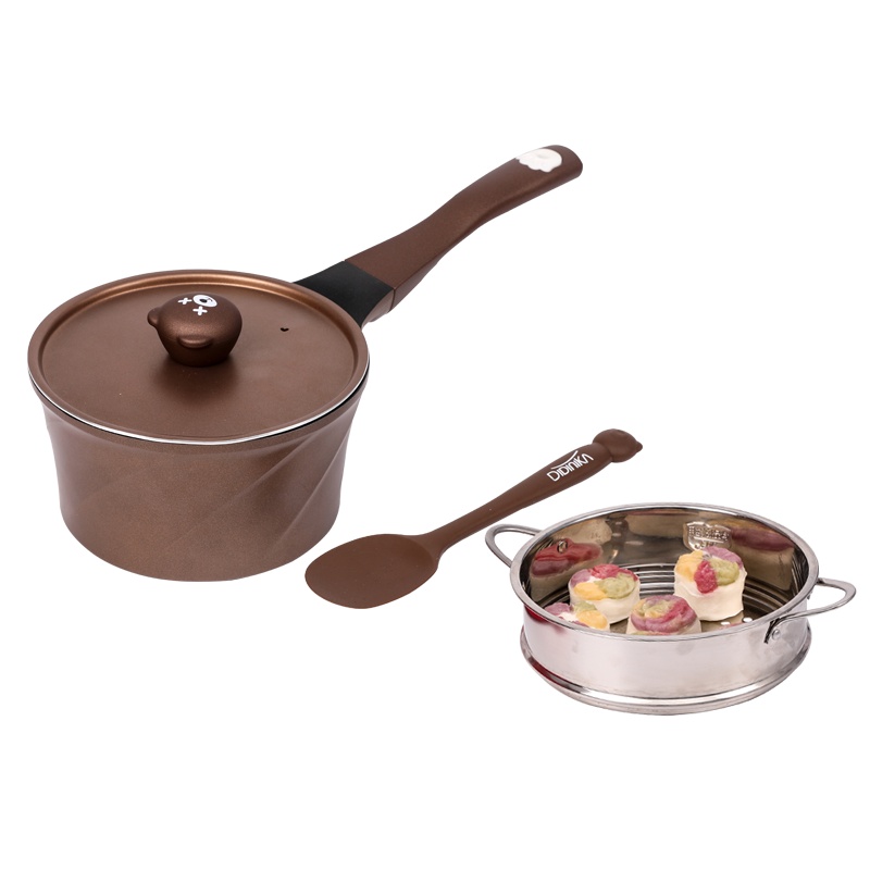 迪迪尼卡(Didinika) 萌熊乐园系列宝宝辅食婴儿奶锅蒸锅麦饭石不粘锅煮泡面热牛奶锅