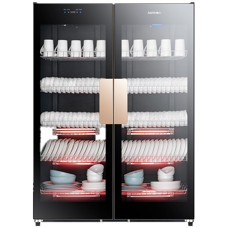 帅人(sazn)触摸式控制消毒柜商用立式双门碗柜对开门家用家电厨房消毒SA-910T-A01-X