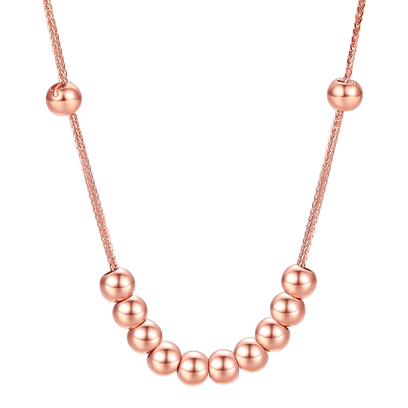 周大生18K金素金圆珠项链