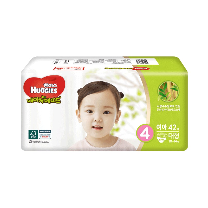 好奇(Huggies)天然之选纸尿裤 大号尿不湿 L42片 (9-14kg) 女宝 韩国原装进口