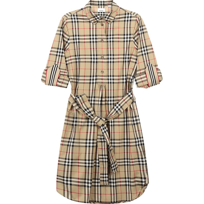 BURBERRY 博柏利 女士 棉质系腰衬衫式连衣裙 80245851