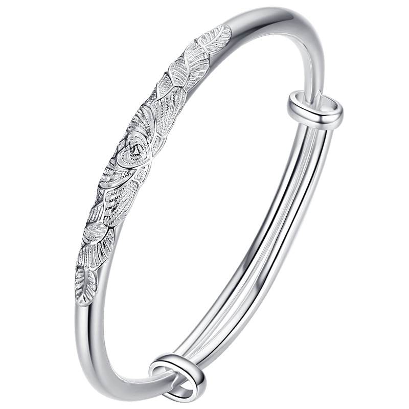 佰色传情(BRIR)S999纯银手镯女简约银镯子首饰手环女友妈妈生日礼物