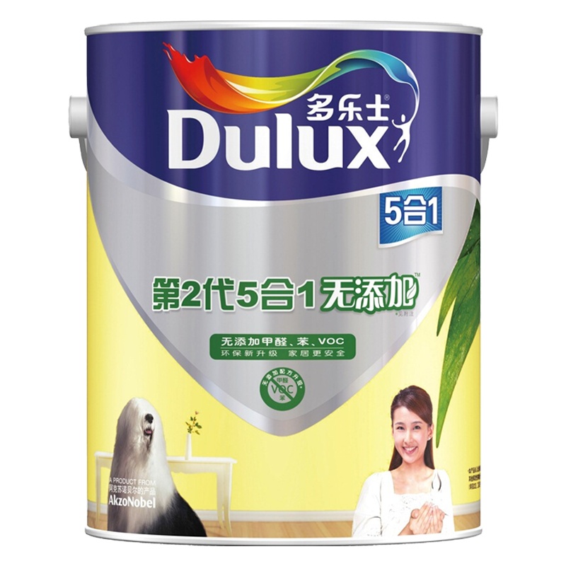 多乐士(Dulux)第二代五合一无添加乳胶漆 内墙面漆油漆涂料A611 5L