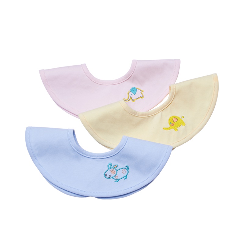 思萌SMOOMS婴儿口水巾纯棉围嘴新生儿可旋转防水夏季薄款宝宝口水围兜3条装