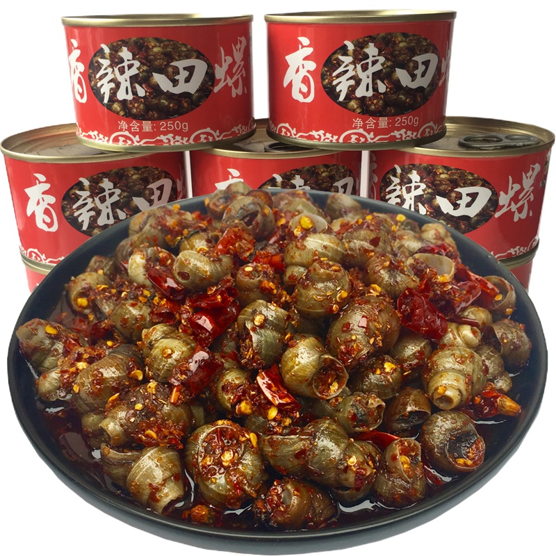 麻辣炒田螺即食 香辣螺蛳螺丝肉小吃零食海鲜熟食罐头 一罐*250g