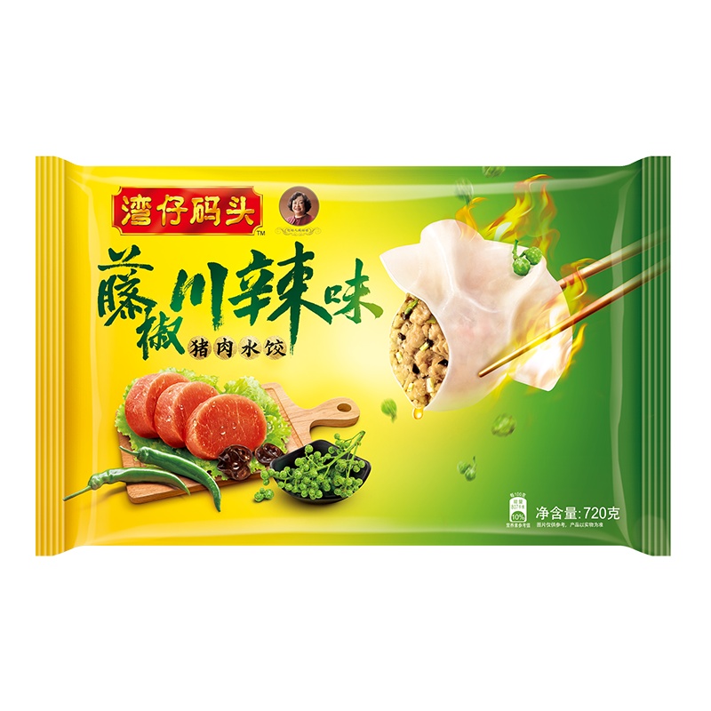 湾仔码头藤椒川辣味猪肉水饺720g