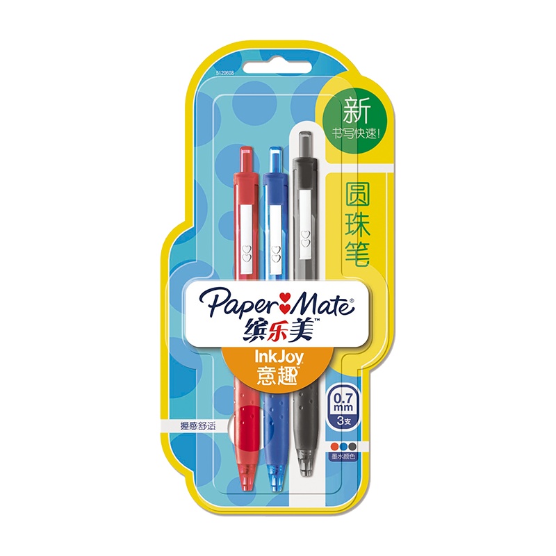 PaperMate 缤乐美意趣圆珠笔300 RT 0.7mm蓝+黑+红吸塑卡片装3支