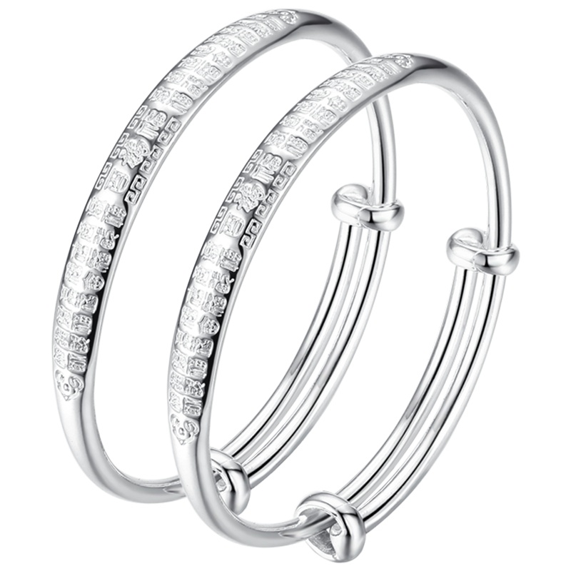 佰色传情宝宝足银999纯银手镯子婴儿男女儿童小孩满月礼银饰