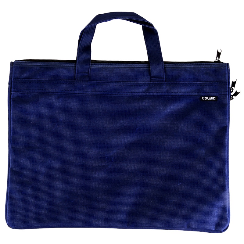 得力((deli)5500 帆布手提袋 文件袋 档案袋 公文包 公文袋双层收纳袋 5个装 黑/蓝色deli5500