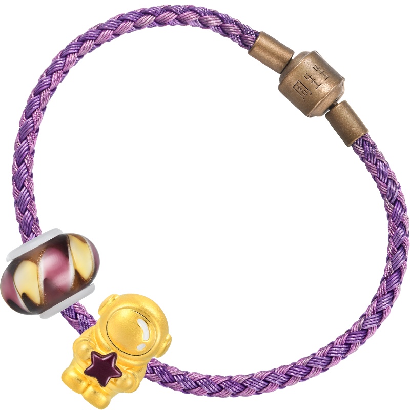 周生生(CHOW SANG SANG)黄金足金Charme串珠Murano Glass太空人宇航员手链91588B定价