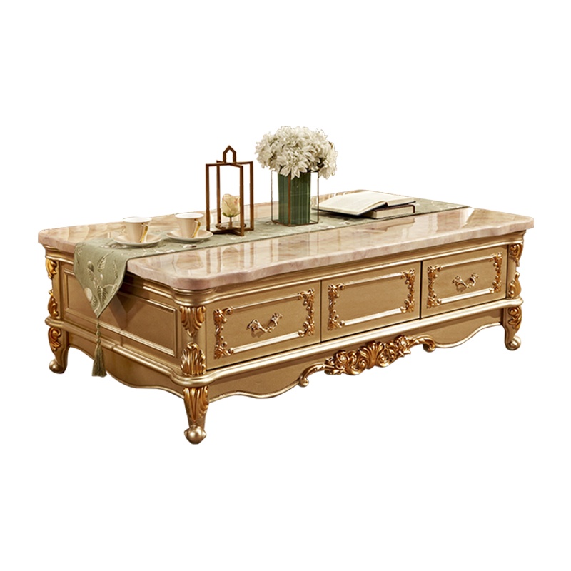 米括(MIKUO)欧式茶几电视柜方几边柜组合全实木客厅家具矮地柜视听柜欧式轻奢香槟金色大户型2.4米