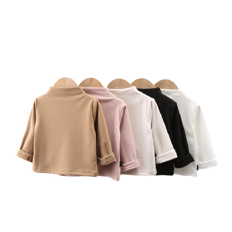 最喜家2020冬款儿童半高领打底衫男女童加厚打底T宝宝纯色保暖长袖上衣