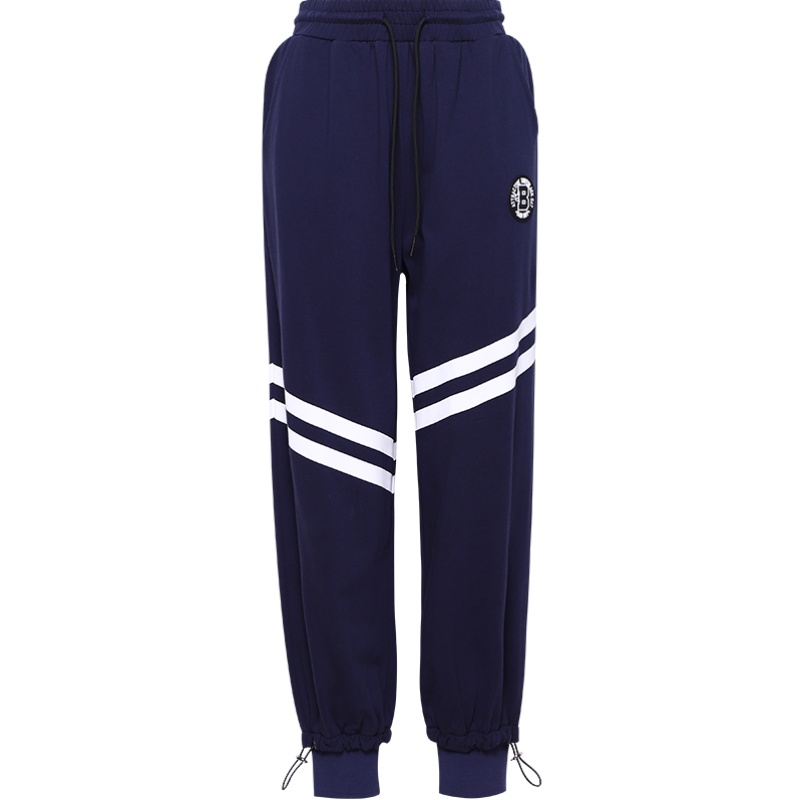 a02新款2020时尚运动抽绳束脚印花条纹拼接休闲裤女DTV2D1271PN