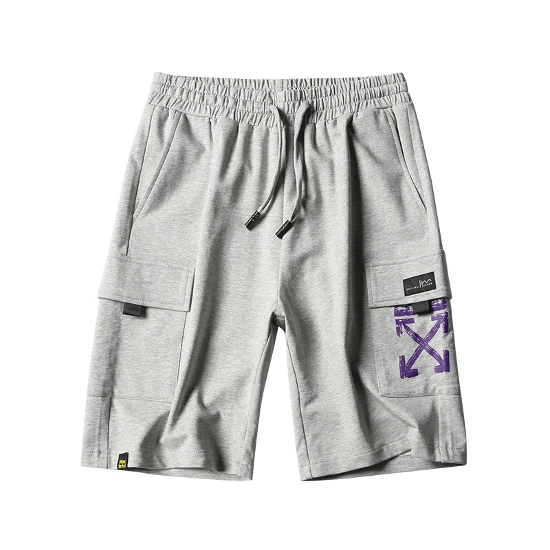 稻草人短裤男2019夏季新品纯棉印花多口袋裤子直筒休闲工装短裤男