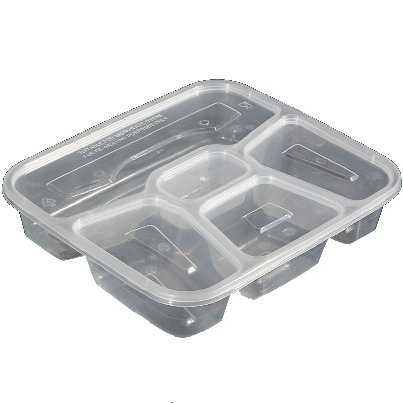 工霸(GONGBA)分体四格长方形一次性餐盒 外卖快餐打包盒便当饭盒 1箱(150套)