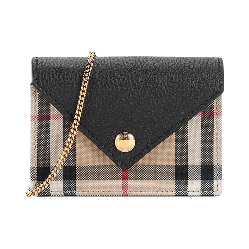 博柏利 BURBERRY 女款织物配皮单肩斜挎包卡包零钱包80223421