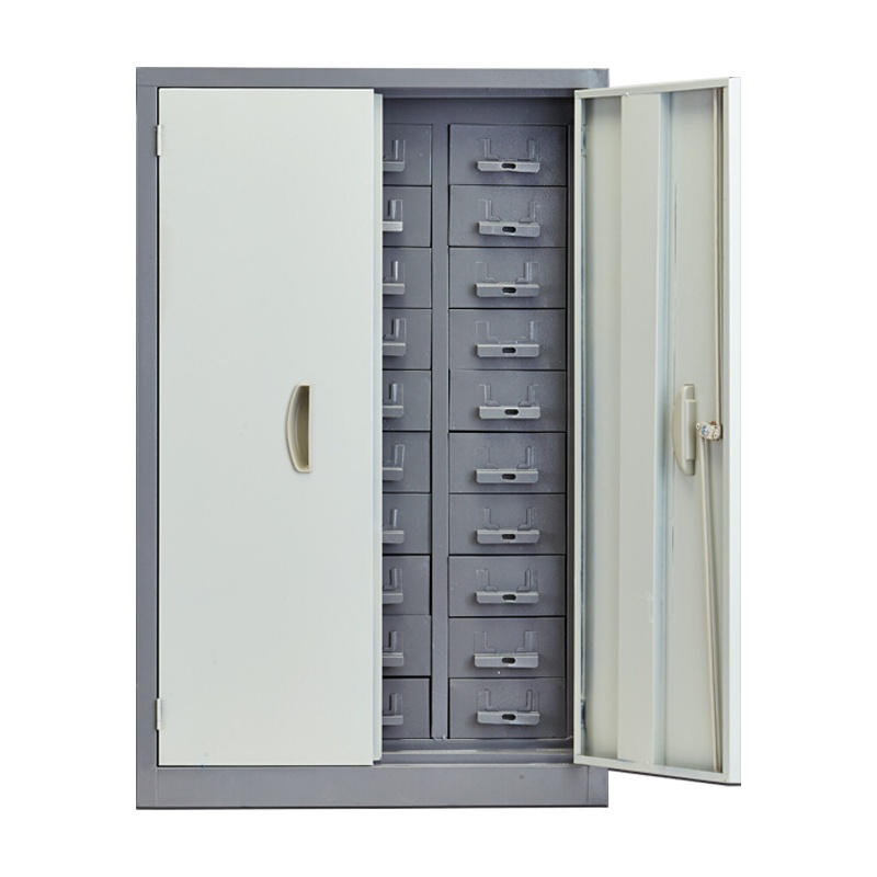 震海 30抽带门铁抽零件柜灰色大号抽屉五金配件收纳柜零配件收纳柜螺丝元件盒样品物料柜零件柜