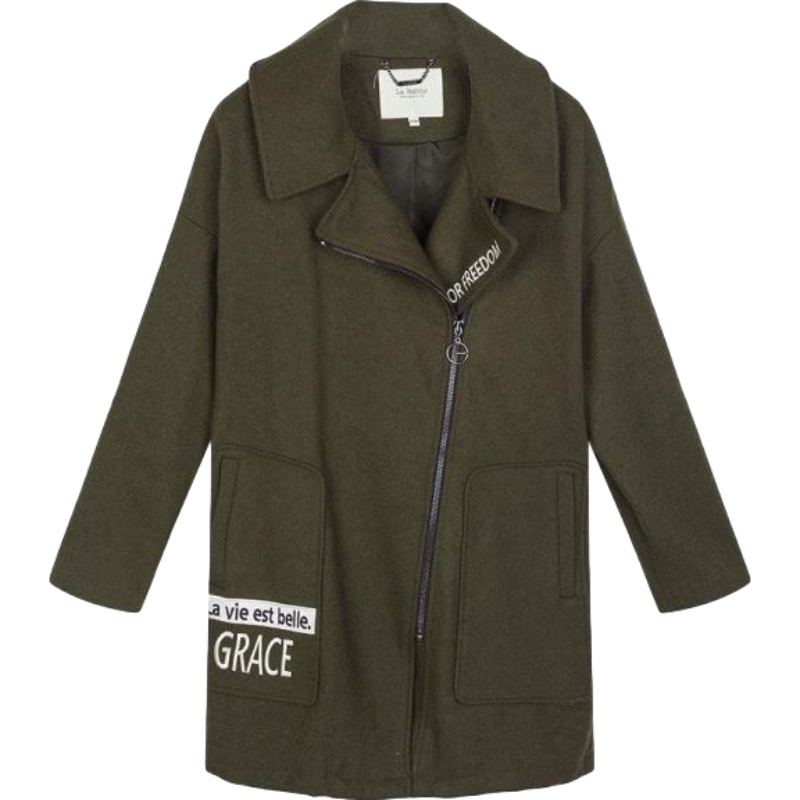 拉夏贝尔LB新款韩版宽松修身显瘦气质羊毛毛呢大衣外套女60005685