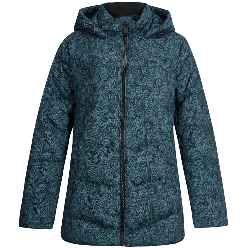 鸭鸭(yaya) 中老年羽绒服女中长款冬连帽印花妈妈洋气加厚外套