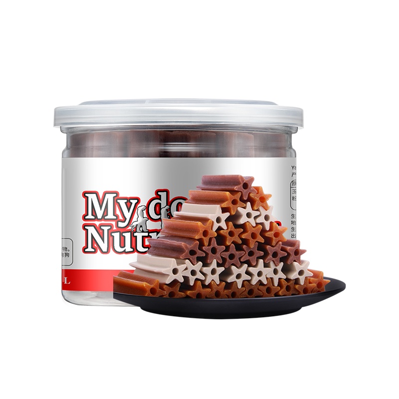 Yaho五星狗狗磨牙棒宠物零食耐咬幼犬泰迪洁齿骨除口臭补钙 狗狗零食 牛奶味4罐