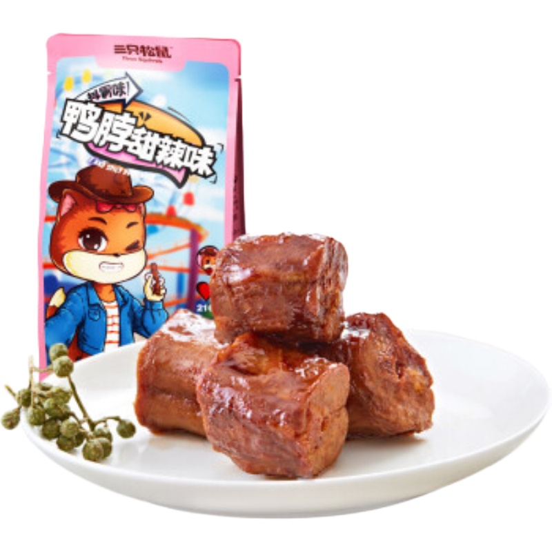 三只松鼠鸭脖甜辣味5袋 154g*5袋 休闲零食熟食鸭肉小吃组合