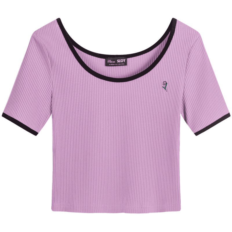 OtherMix刺绣小t恤IP联名2021年新款春季圆领套头紧身短款上衣女