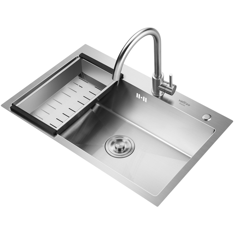 华帝(VATTI)304不锈钢手工加厚水槽洗碗池 大容量单槽洗菜盆 配360°自由旋转健康环保厨房水龙头