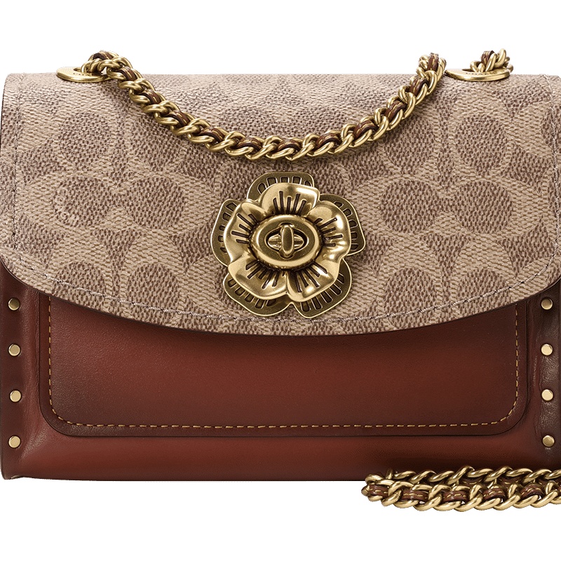 预订 COACH PARKER 18 山茶花铆钉边饰单肩包 30592 17.5x14x7CM