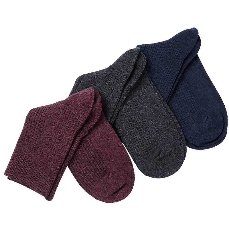 HLA海澜之家商务净色三双装秋冬舒适中筒袜男