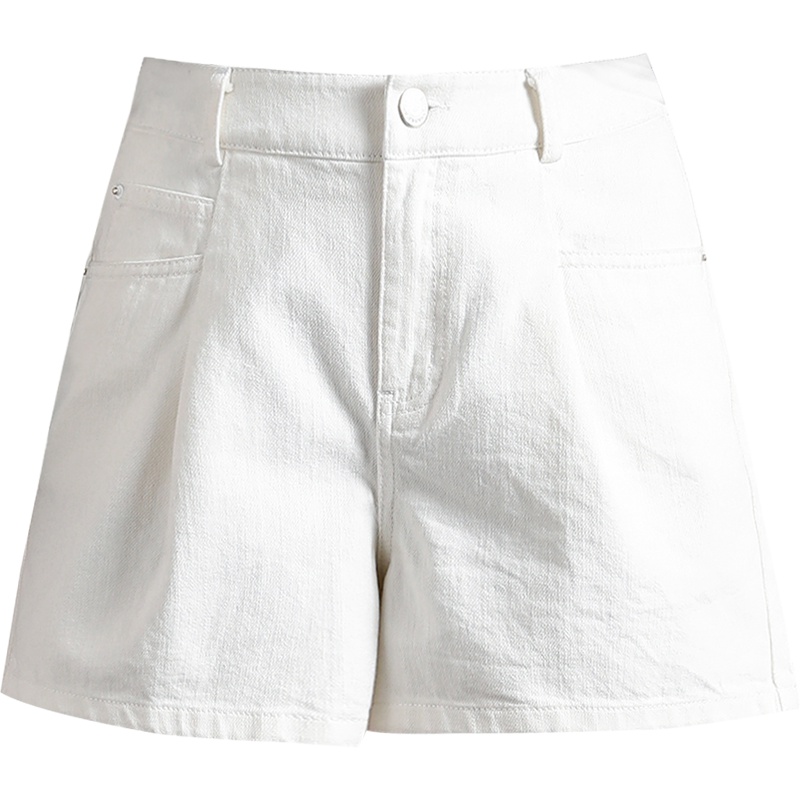娅丽达女裤2019夏季新款白色牛仔短裤女阔腿高腰宽松三分热裤I2189