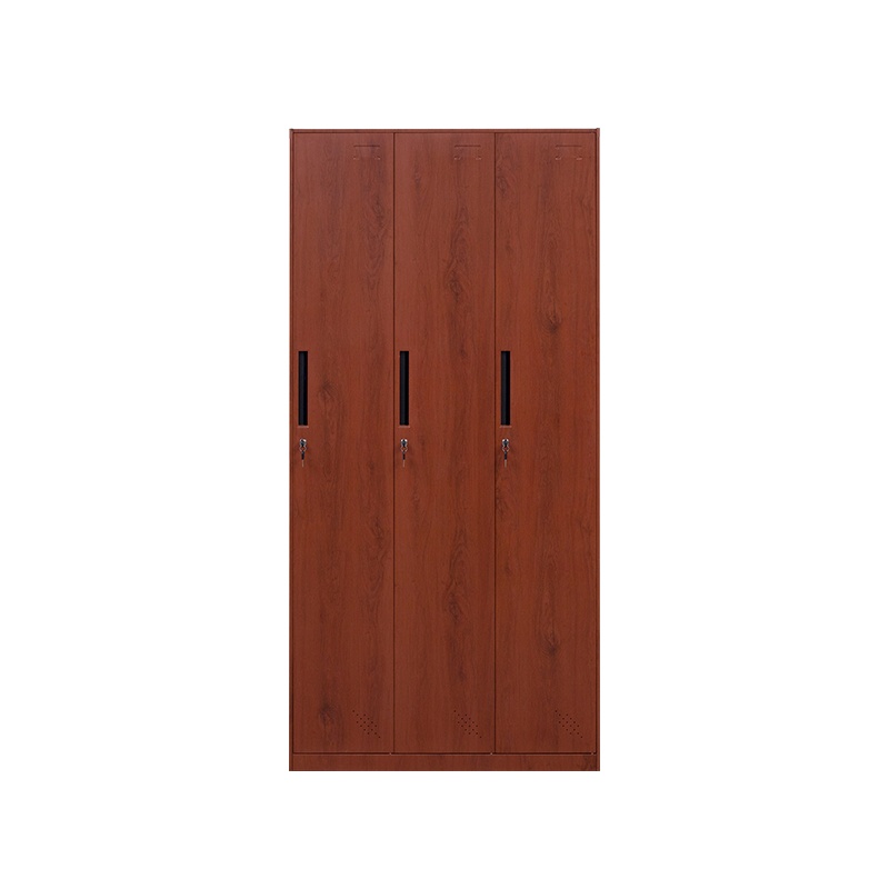 星岛木纹钢制更衣柜办公室办公柜铁皮柜子档案柜资料柜书柜带锁储物柜3门更衣柜酸枝木纹