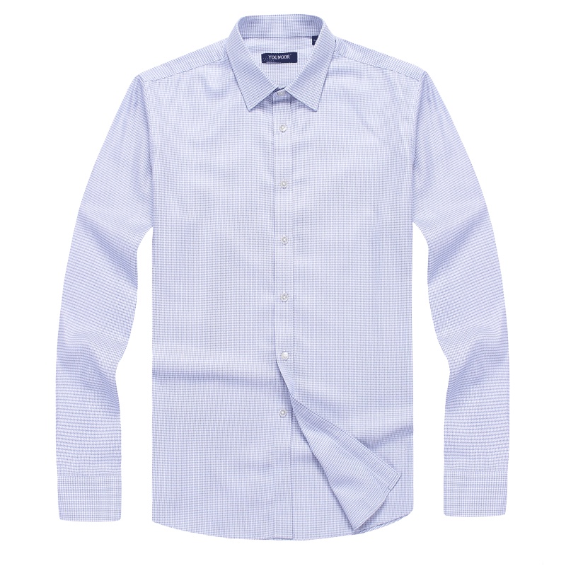Youngor/雅戈尔秋季新品男士商务正装蓝色DP免烫长袖衬衫374HJA