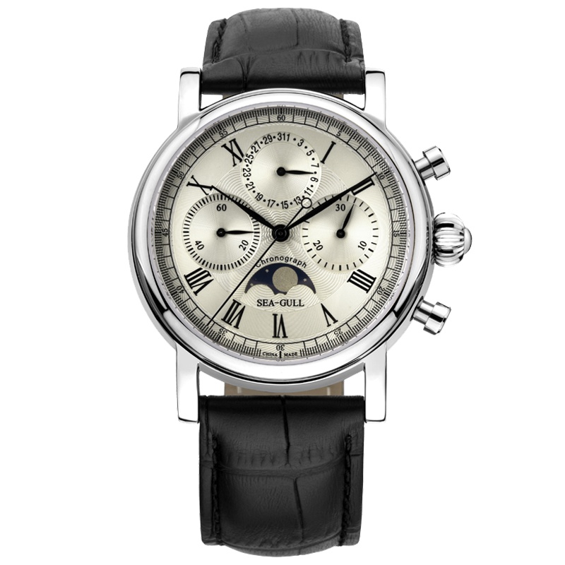 海鸥表(SEAGULL)海鸥手表男士运动休闲计时码表男款多功能皮带防水 手动机械表 M199S 黑带 码表系列