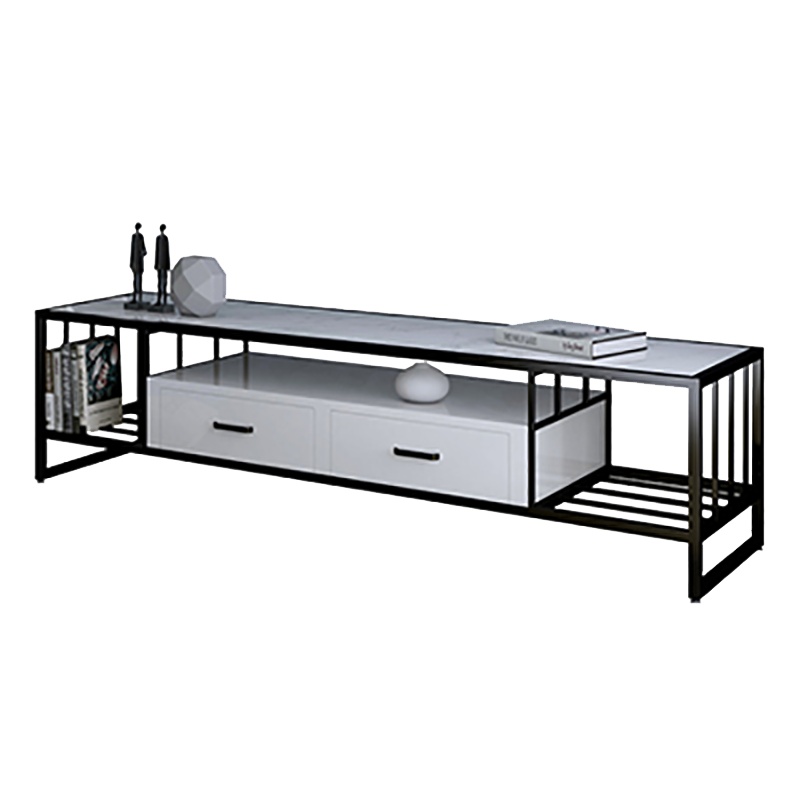 金沙公爵极简双抽屉大理石电视柜简约小户型双层视听柜可储物地柜