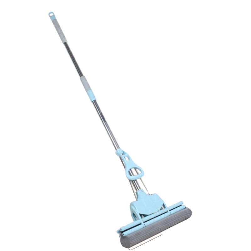 米创 海棉吸水拖把 38cm 胶棉家用 海绵挤水滚轮式 泡沫拖把