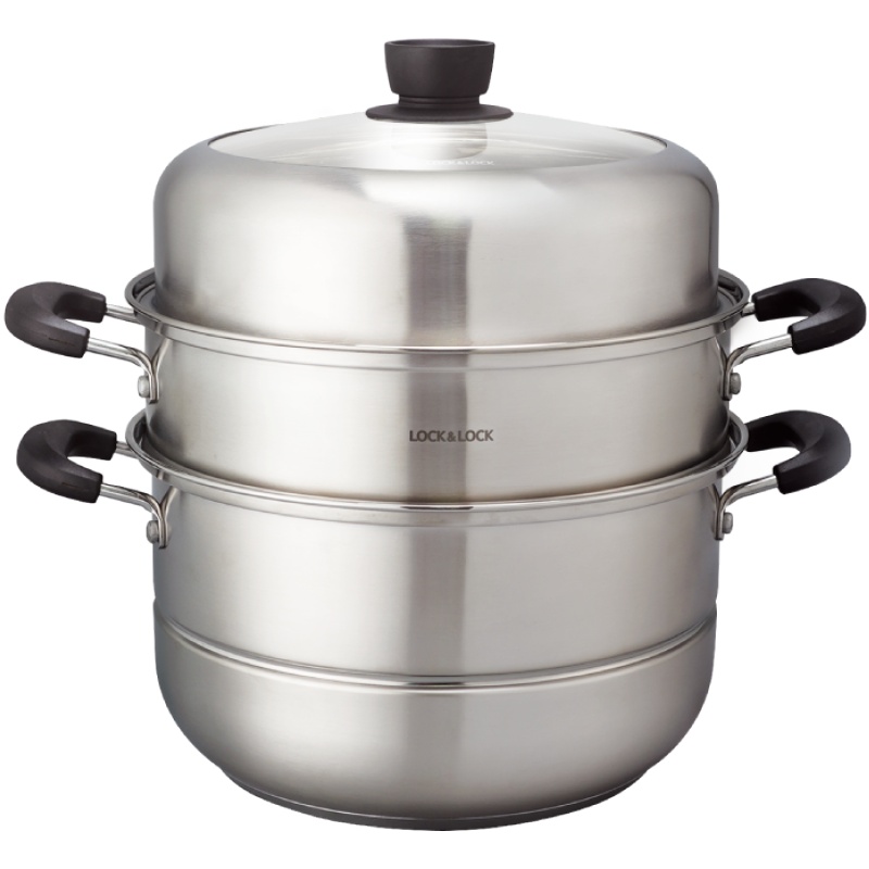 乐扣乐扣（LOCK&LOCK）蒸锅304不锈钢三层多功能家用蒸锅加厚复底汤锅煤气电磁炉通用 CST2607 26cm