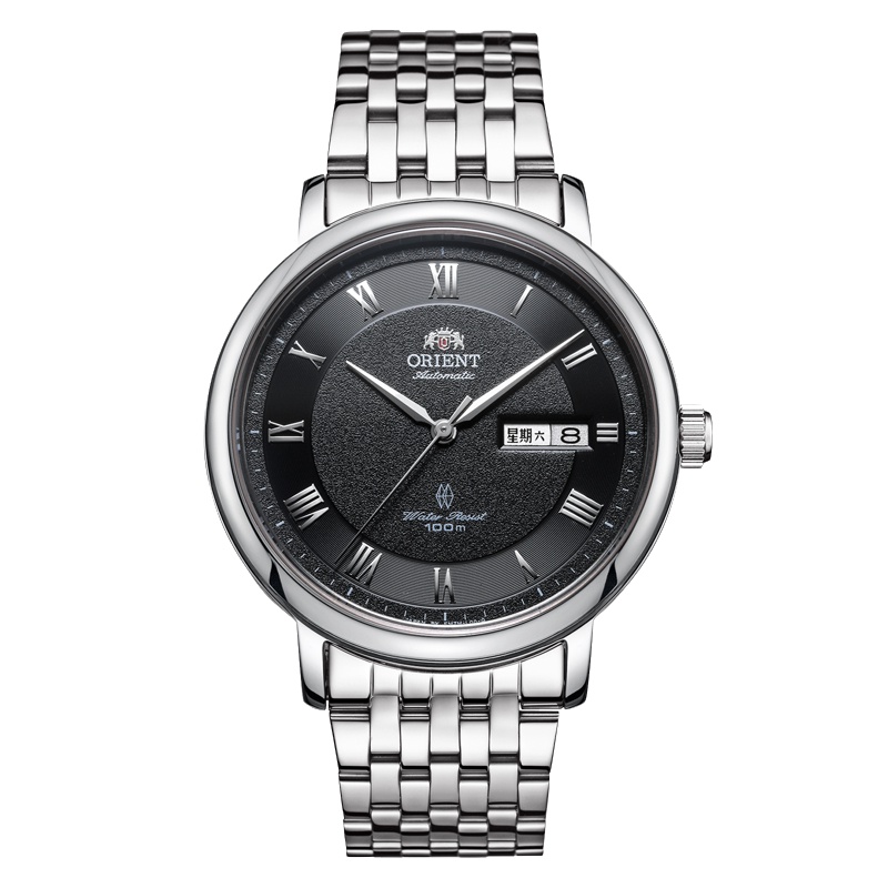 东方双狮(ORIENT)手表男士全自动机械表 中英双语日历100米防水原装进口机械手表商务休闲腕表男 【黑色100防水/