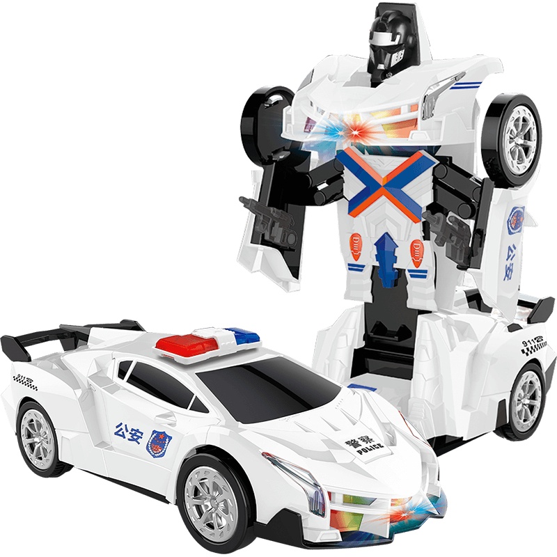 勾勾手(gougoushou)儿童汽车玩具自动变形汽车机器人电动带音乐360度旋转跳舞双重形态男孩儿童玩具[兰博战警]