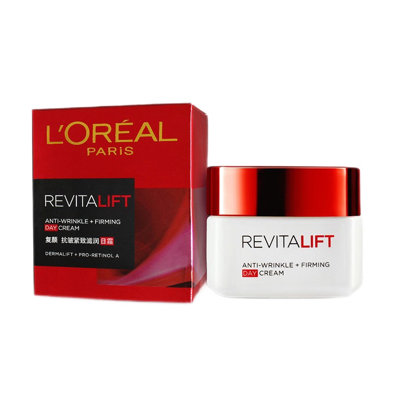 欧莱雅大红罐复颜抗皱日霜 50ml 女淡化细纹紧致滋润保湿补水面霜女正品 日霜