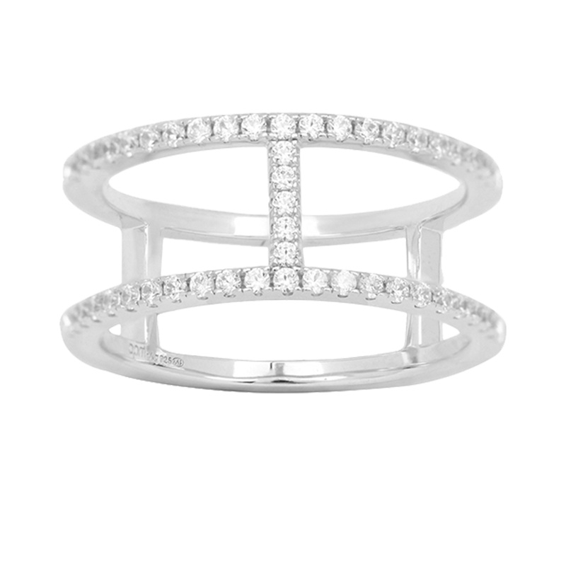 apm MONACO工字925银戒指镶晶钻首饰情侣个性设计冷淡指环尾戒女士指环贵族