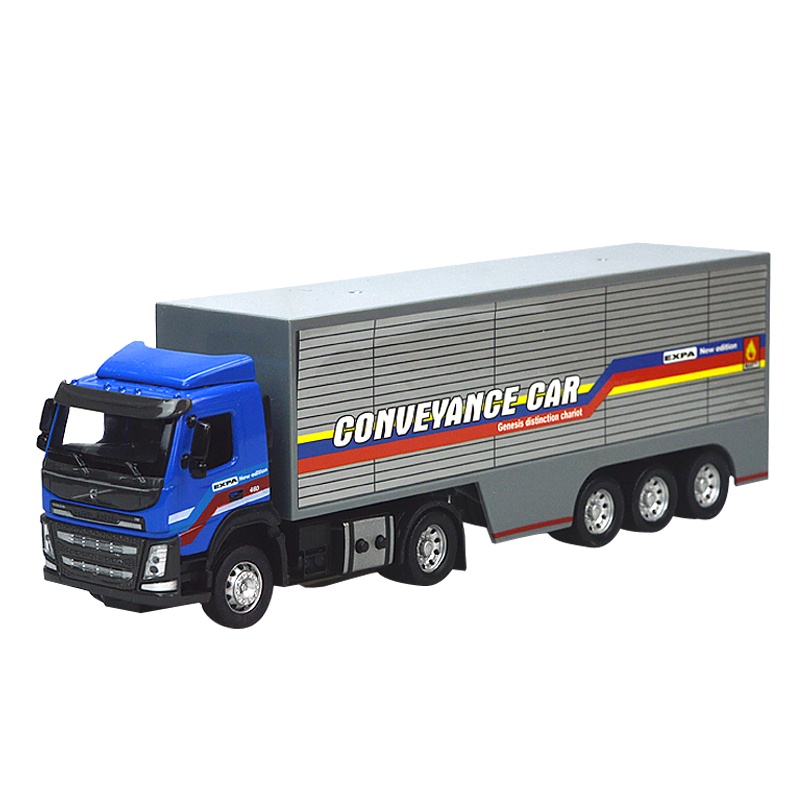 彩珀成真沃尔沃合金工程车模型儿童声光货柜大卡车加长油罐车玩具男孩宝宝礼物