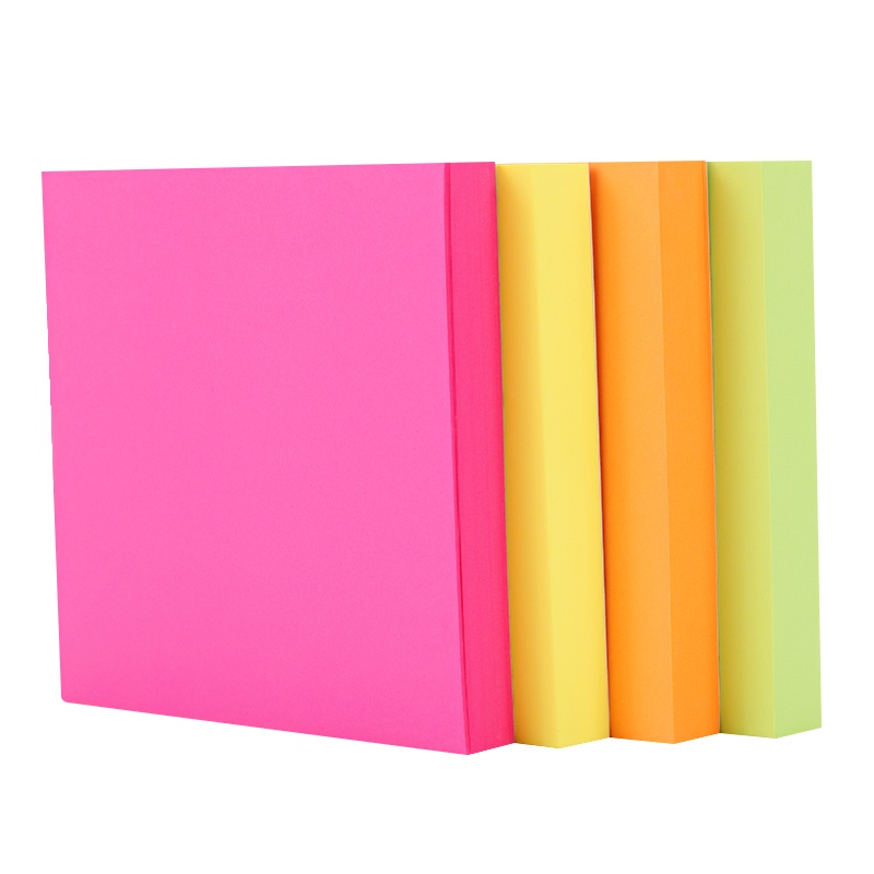 得力deli9085荧光纸百事贴便签本便利帖N次贴可反复粘贴办公用品重要记录提醒76*76mm单本/100张