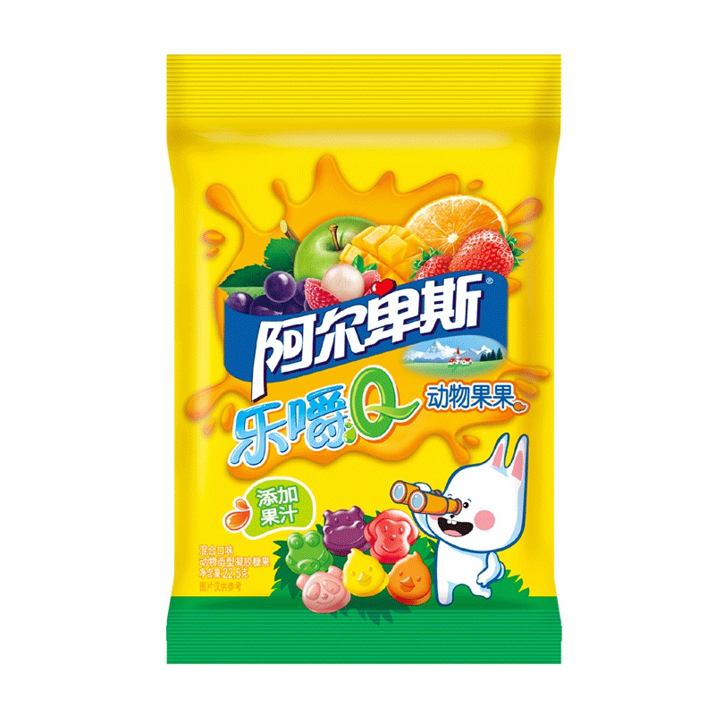 阿尔卑斯糖果乐嚼Q动物果果混合口味动物造型凝胶糖果软糖橡皮糖22.5g袋装 22.5g动物造型*16袋