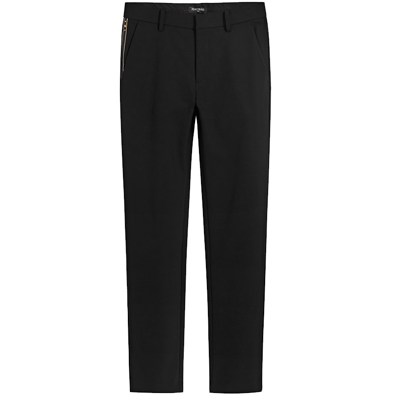 太平鸟男装 男士高弹休闲裤刺绣裤子商务休闲裤韩修身休闲长裤#