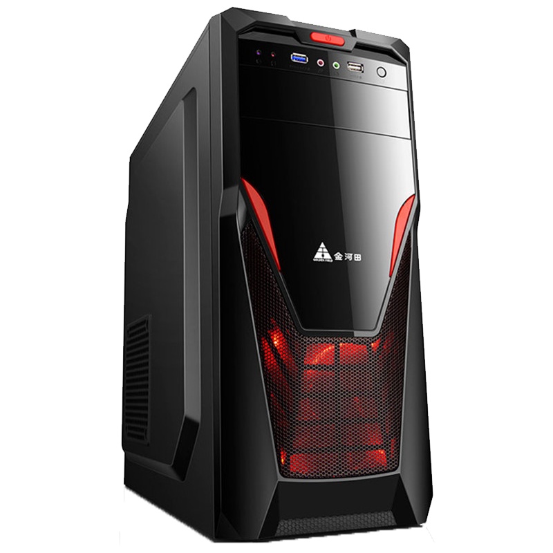 金河田启源6台式机电脑机箱ATX机箱背线家用游戏办公组装机机箱 黑色